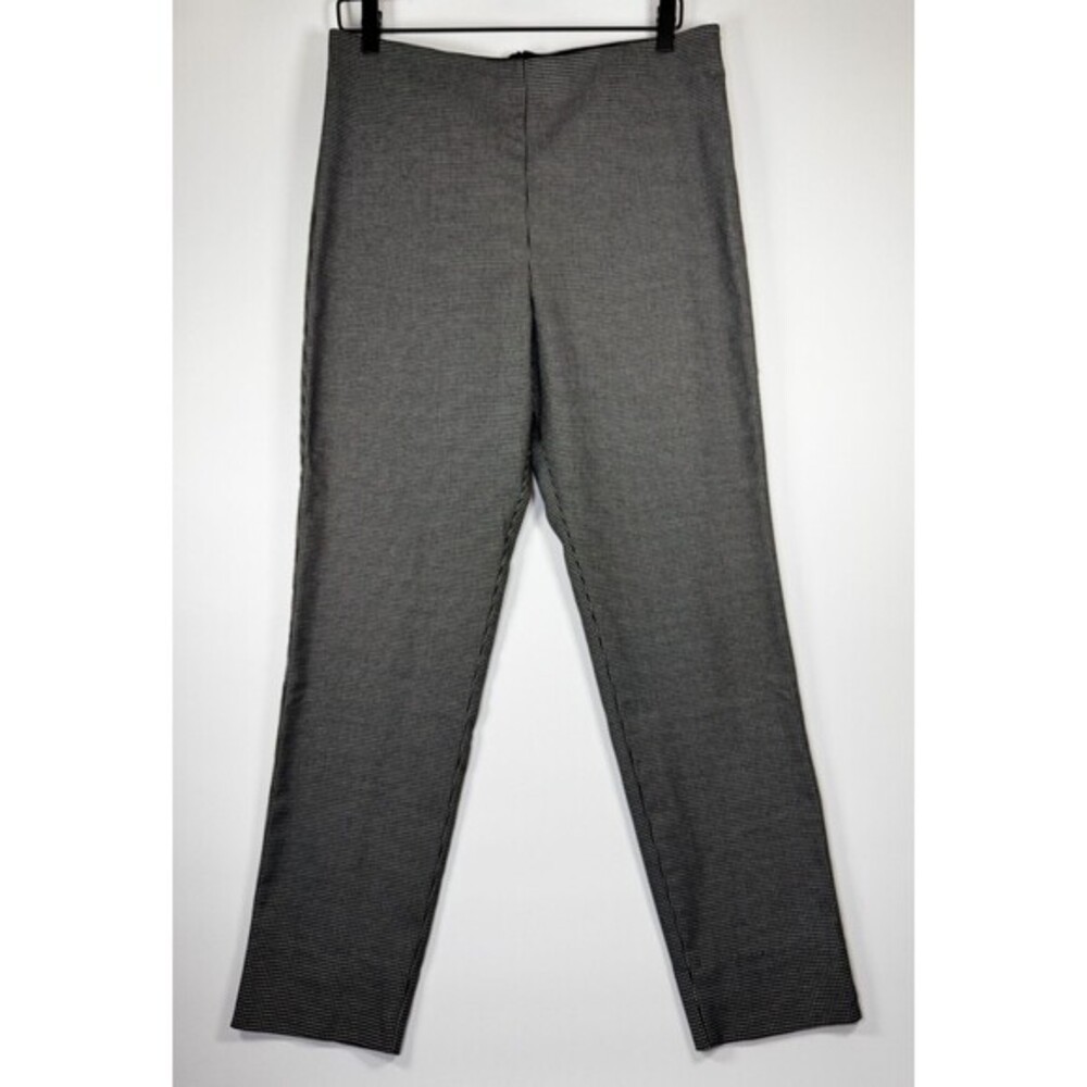 Equestrian Pants Women Large Black White Micro Dot Stretch Pull On Tapered Ankle